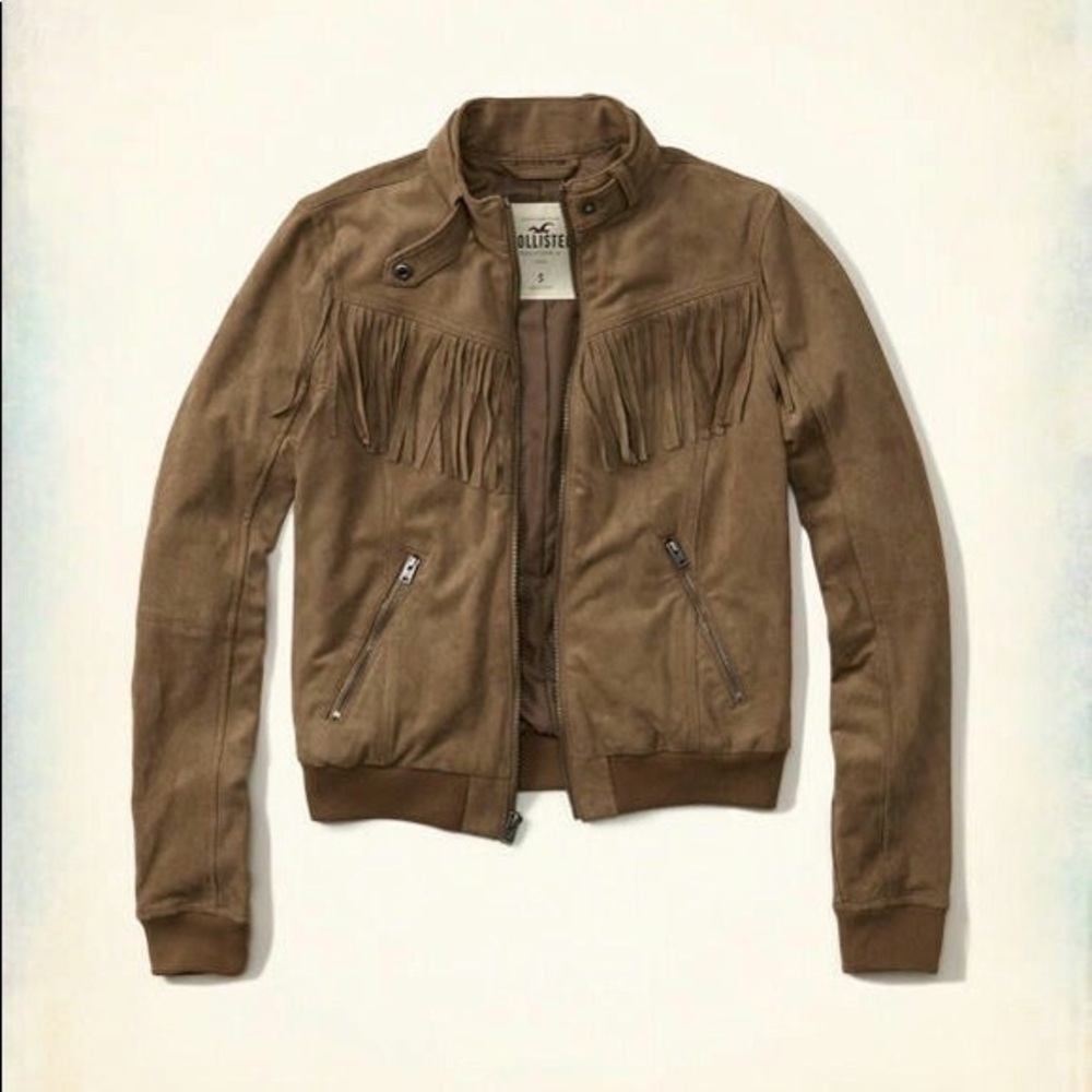 Hollister bomber style fringe jacket